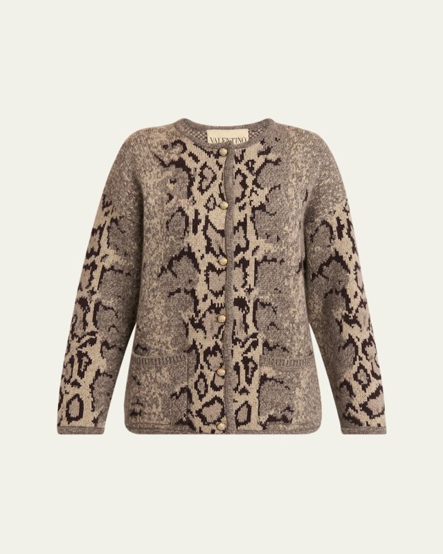 Snakeskin-Knit Cashmere Cardigan